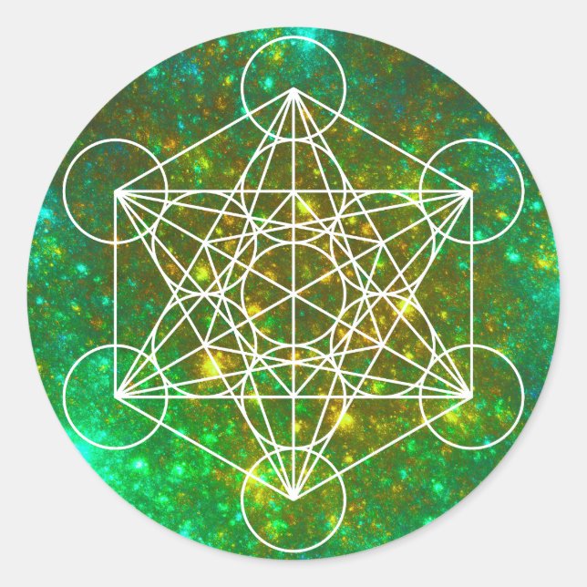 Metatron's Cube, Sacred Geometry, Spiritual Symbol Classic Round Sticker (Front)