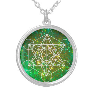 Metatron's Cube, Sacred Geometry, Spiritual Symbol Silver Plated Necklace