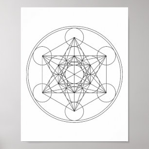 Metatrons Cube Sacred Geometry Yoga Spiritual Symb Poster