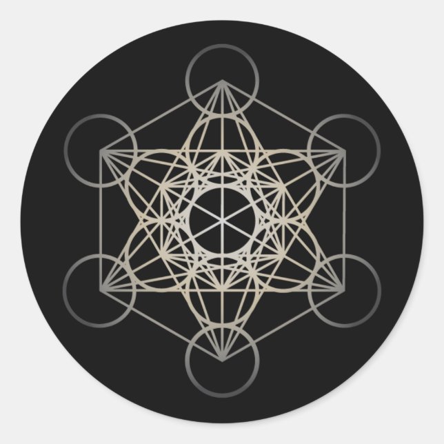 Metatron's Cube - Silver Version Classic Round Sticker (Front)