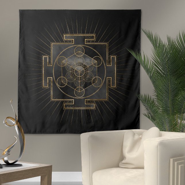 Metatron's Cube Sri Yantra Sacred Geometry Tapestry (Creator Uploaded)