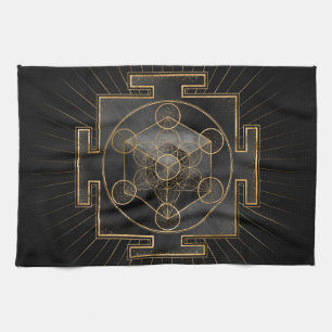 Metatron's Cube Sri Yantra Sacred Geometry Tea Towel