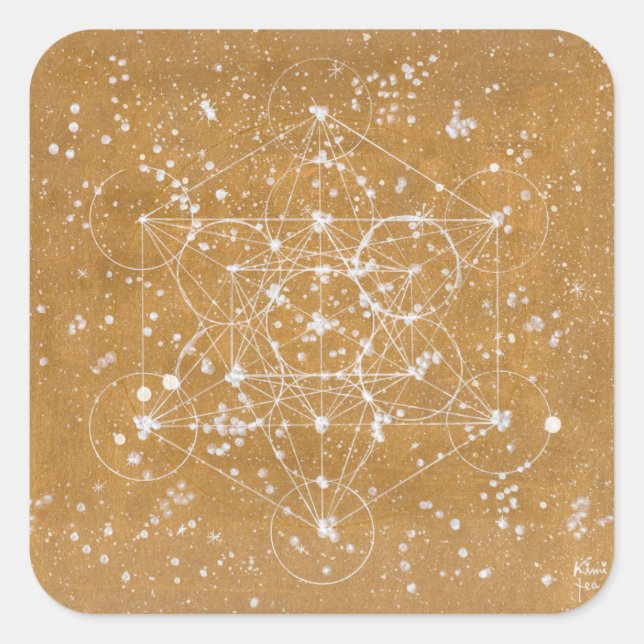 Metatron's Cube Stecker Square Sticker (Front)