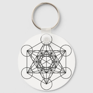 Metatron's Cube (White) Key Ring