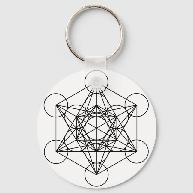 Metatron's Cube (White) Key Ring (Front)