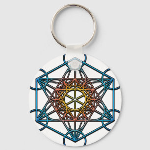 Metatron's Cube(yellow orange blue gradient)Symbol Key Ring