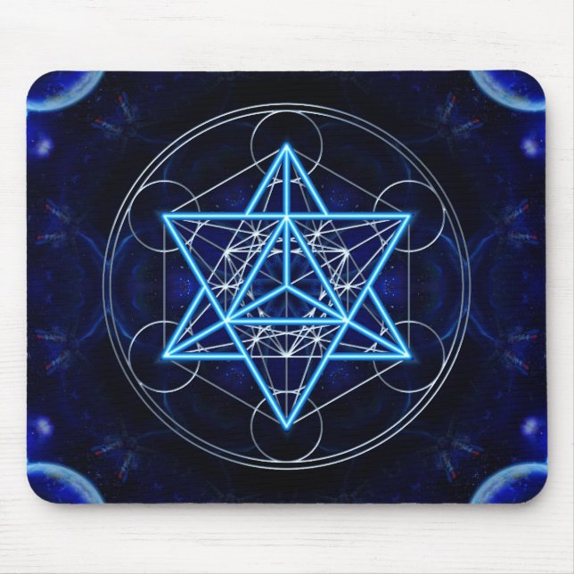 Metatrons dice - Merkaba - star tetrahedron Mouse Mat (Front)