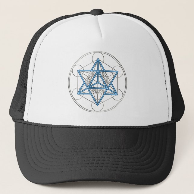 Metatrons dice - Merkaba - star tetrahedron Trucker Hat (Front)