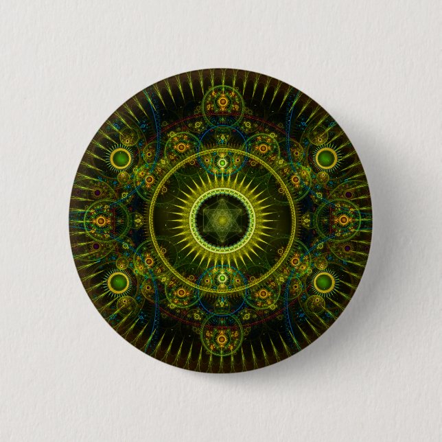 "Metatron's Magick Wheel" - Fractal Art 6 Cm Round Badge (Front)