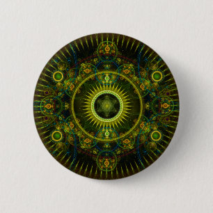 "Metatron's Magick Wheel" - Fractal Art 6 Cm Round Badge