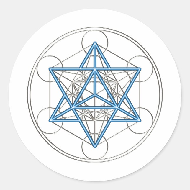 Metatrons Würfel — Merkaba — Stern Tetraeder Classic Round Sticker (Front)