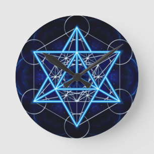 Metatrons Würfel - Merkaba - Stern Tetraeder Round Clock