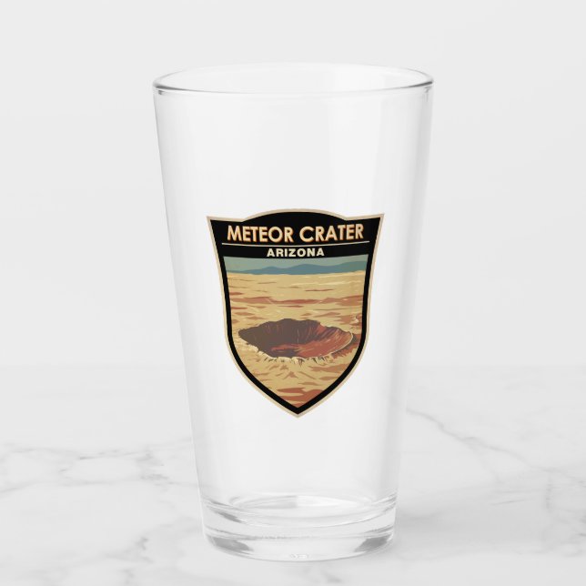 Meteor Crater Arizona Travel Art Vintage Glass (Front)