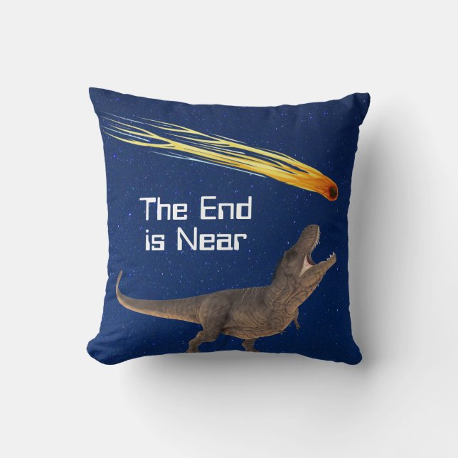 Meteor Dinosaur End Is Near Disaster Cushion (Front)