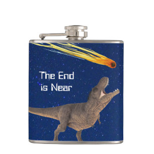 Meteor Dinosaur End Is Near Disaster Hip Flask