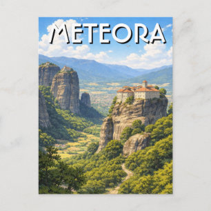 Meteora Greece Travel Landscape vintage Postcard