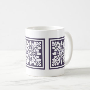 Meteorite Purple Acorn and Leaf Tile Design Coffee Mug