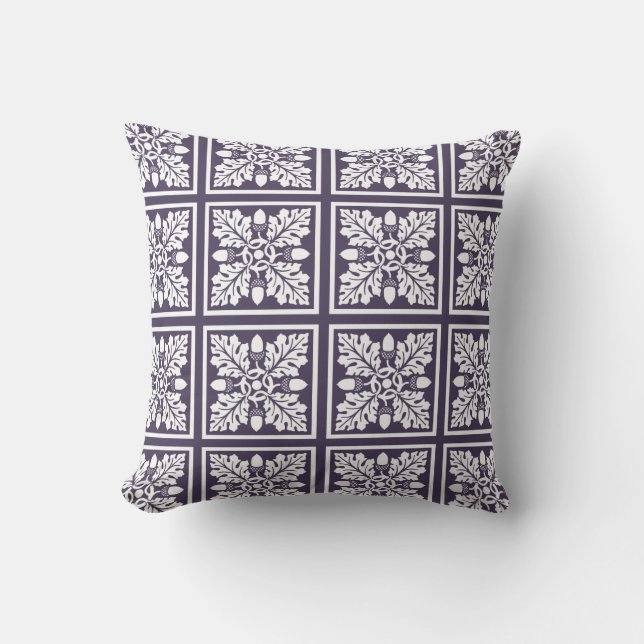 Meteorite Purple Acorn and Leaf Tile Design Cushion (Front)