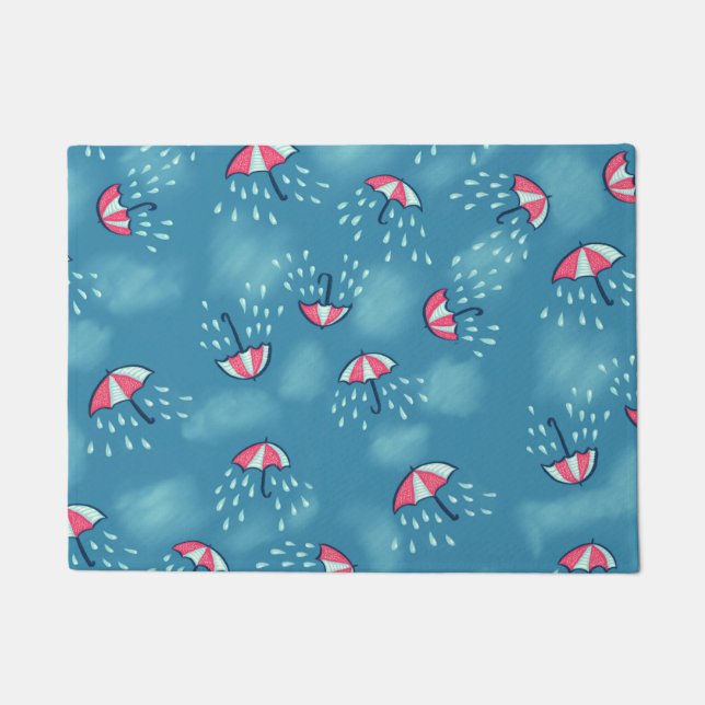 Meteorology Fun Rainy Weather And Umbrellas Doormat (Front)