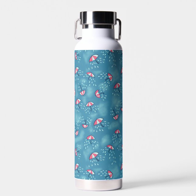 Meteorology Fun Rainy Weather And Umbrellas Water Bottle (Front)