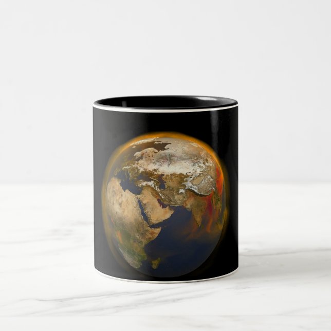 Methane Sources Around the Globe - Climate Crisis Two-Tone Coffee Mug (Center)