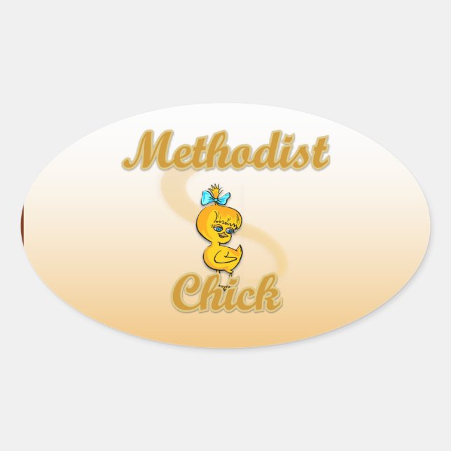 Methodist Chick Oval Sticker (Front)