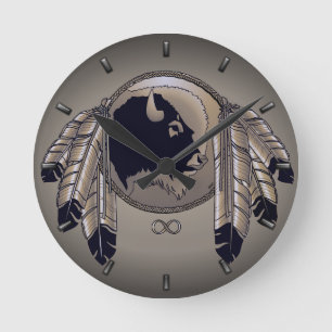 Metis Clock First Nation Spirit Buffalo Wall Clock