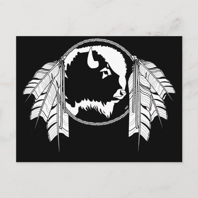 Metis Nation Postcards Buffalo Native Art Cards (Front)