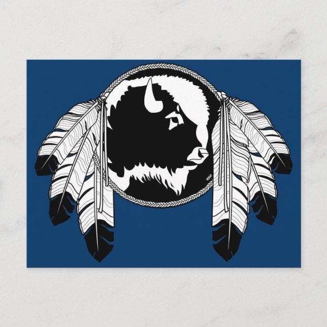 Metis Nation Postcards Buffalo Native Art Cards (Front)