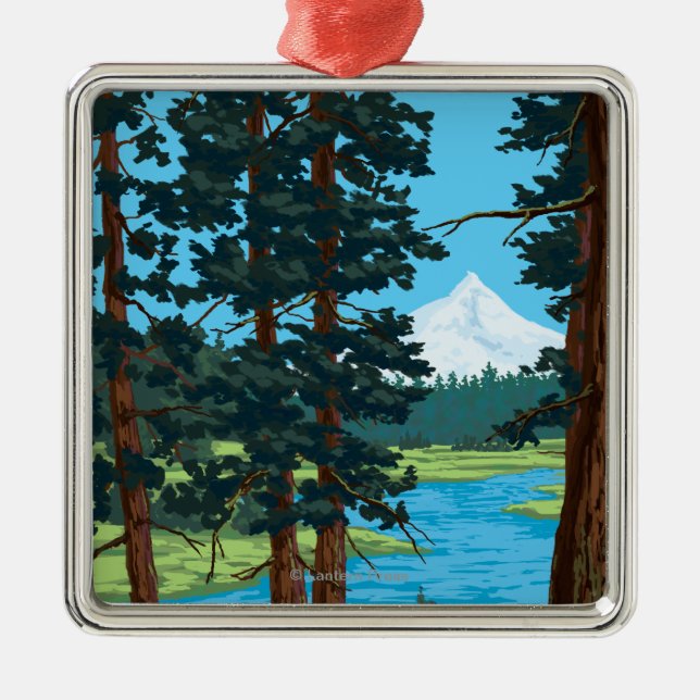 Metolius River Headwaters, Oregon Metal Tree Decoration (Front)