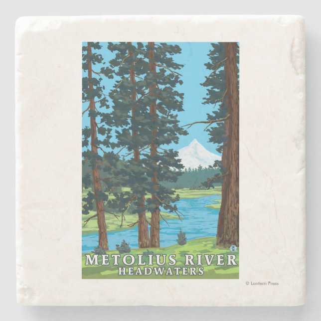 Metolius River Headwaters, Oregon Stone Coaster (Front)