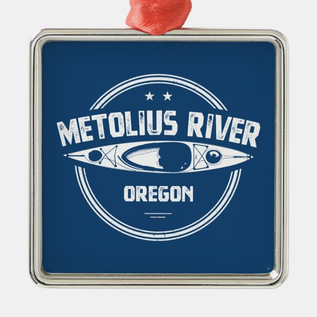 Metolius River Oregon Kayaking Metal Tree Decoration (Front)
