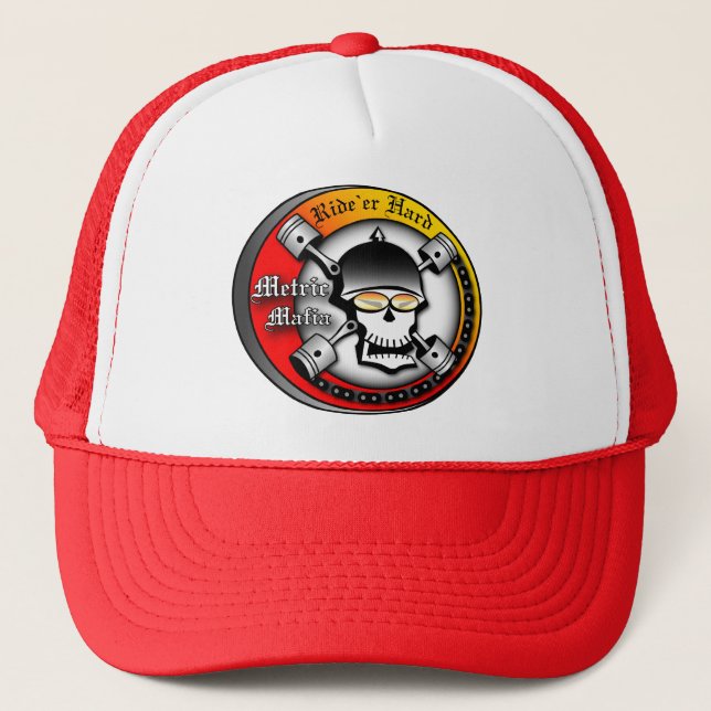 Metric Mafia -  rider hard! Trucker Hat (Front)