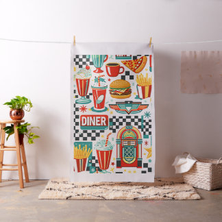 Metro 50s diner classic food pattern fabric vintag