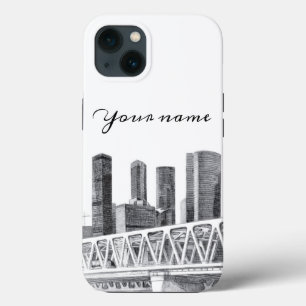 Metro bridge Pencil drawing iPhone 13 Case