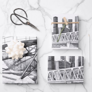 Metro bridge Pencil drawing Wrapping Paper Sheet