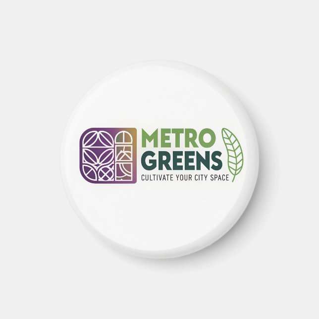 Metro Greens Urban Farming T-Shirt | City Gardener Magnet (Front)