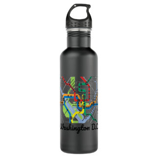 Metro Map of Washington DC Art Gift City Rail Tran 710 Ml Water Bottle