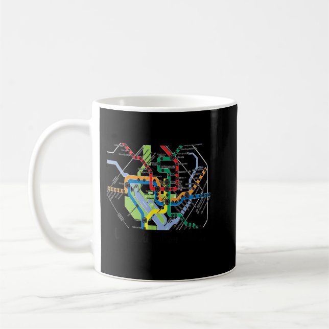 Metro Map of Washington DC Art Gift City Rail Tran Coffee Mug (Left)