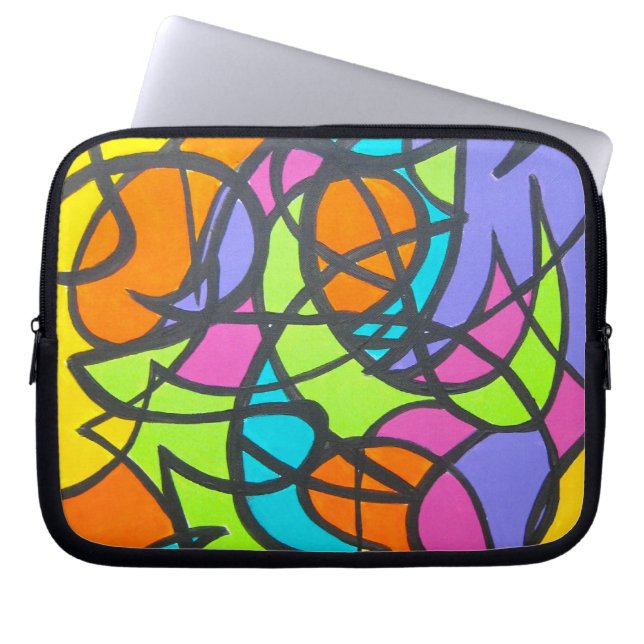 Metro Moon - Abstract Art Hand Painted Laptop Sleeve (Front)