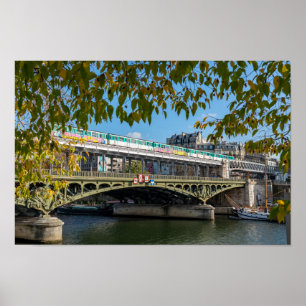Metro on Bir-Hakeim  bridge- Paris, France Poster