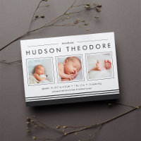 Metro Stripe Birth Announcement | Charcoal