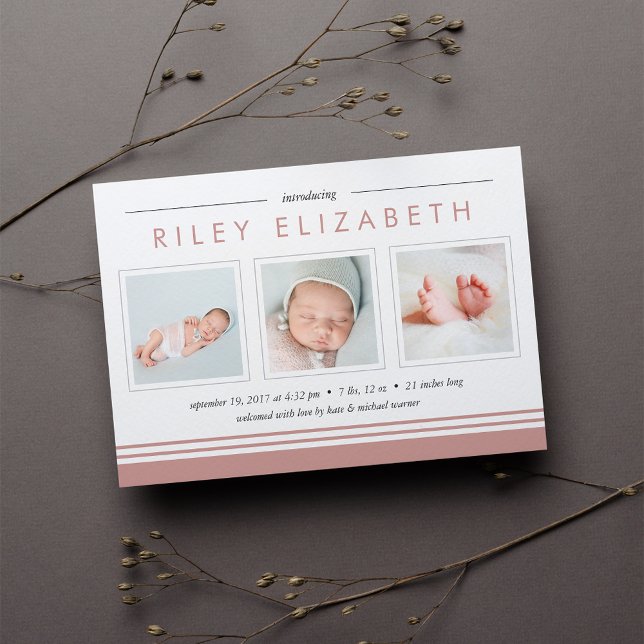 Metro Stripe Birth Announcement | Rose (Creator Uploaded)