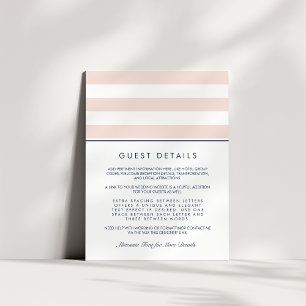 Metro Stripe Guest Information Card Blush & Navy
