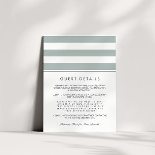 Metro Stripe Guest Information Card   Greyed Jade