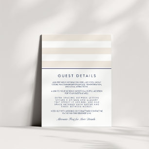 Metro Stripe Guest Information Card   Navy & Cream