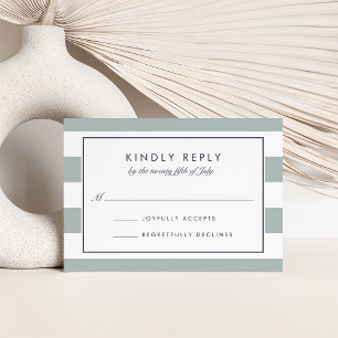 Metro Stripe RSVP Card   Greyed Jade