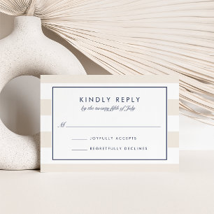 Metro Stripe RSVP Card Navy and Cream