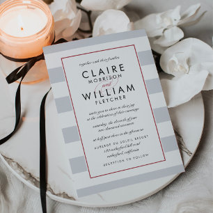 Metro Stripe Wedding Invitation   Cranberry