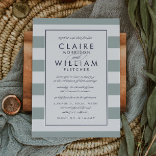 Metro Stripe Wedding Invitation   Greyed Jade